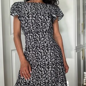 Floral Black and White Dress